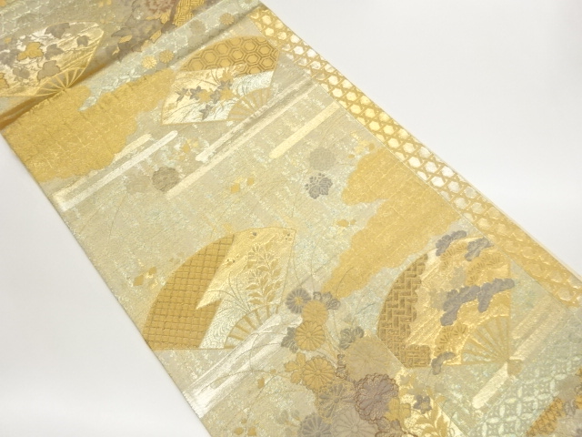 JAPANESE KIMONO / FUKURO OBI / WOVEN PINE & KIKU WITH PEONY